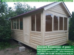 Закрытая застекленная беседка для дачи 3х5. Дорогой вариант. Стенки из блокхауса. Усиленная конструкция крепления стенок