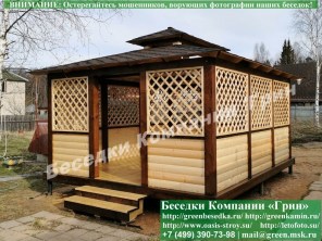 Беседка в японском, китайском стиле из блокауса 4х5