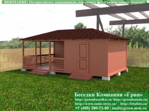 Беседка 'Минишатер с хозблоком 3х7'. Стойки из бруса 90х90 мм.
