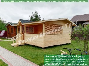 Беседка-Веранда Деревянная С Хозблоком Для Дачи 5х6